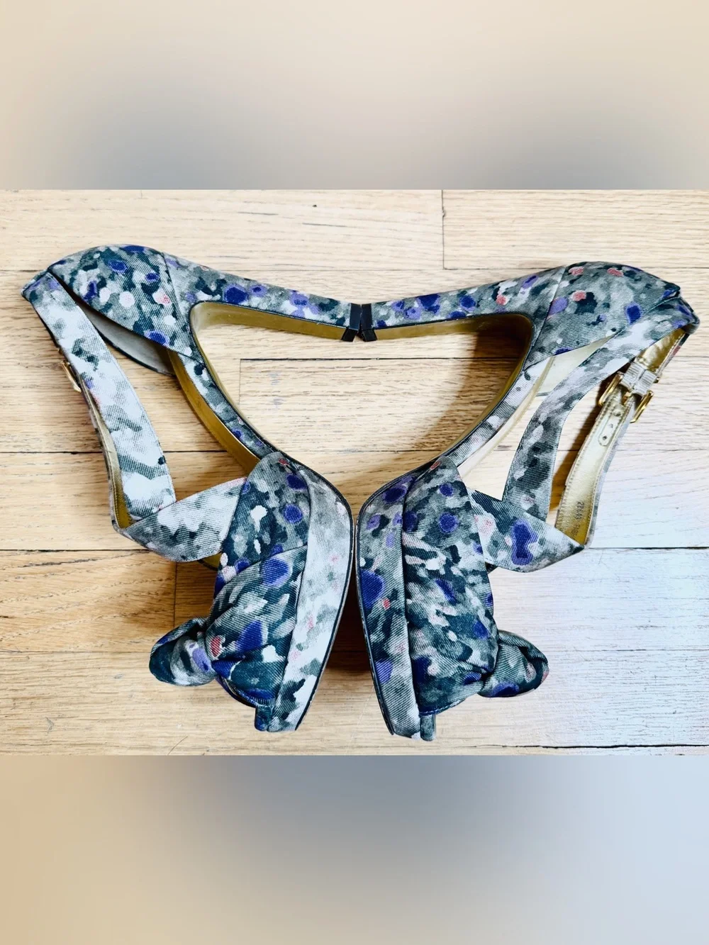 J.Crew Collection Knotted High-Heel Sandals — Watercolor Floral, Made in Italy
